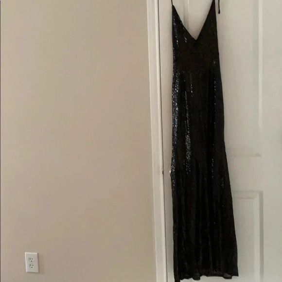 Long Black Sequin Halter Dress *NWOT* - Picture 2 of 8